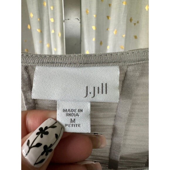 J. Jill Embroidered Eyelet Applique Lace Crochet Knit Tunic Blouse Petite M - Picture 6 of 9